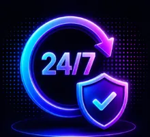 24/7 availability shield icon