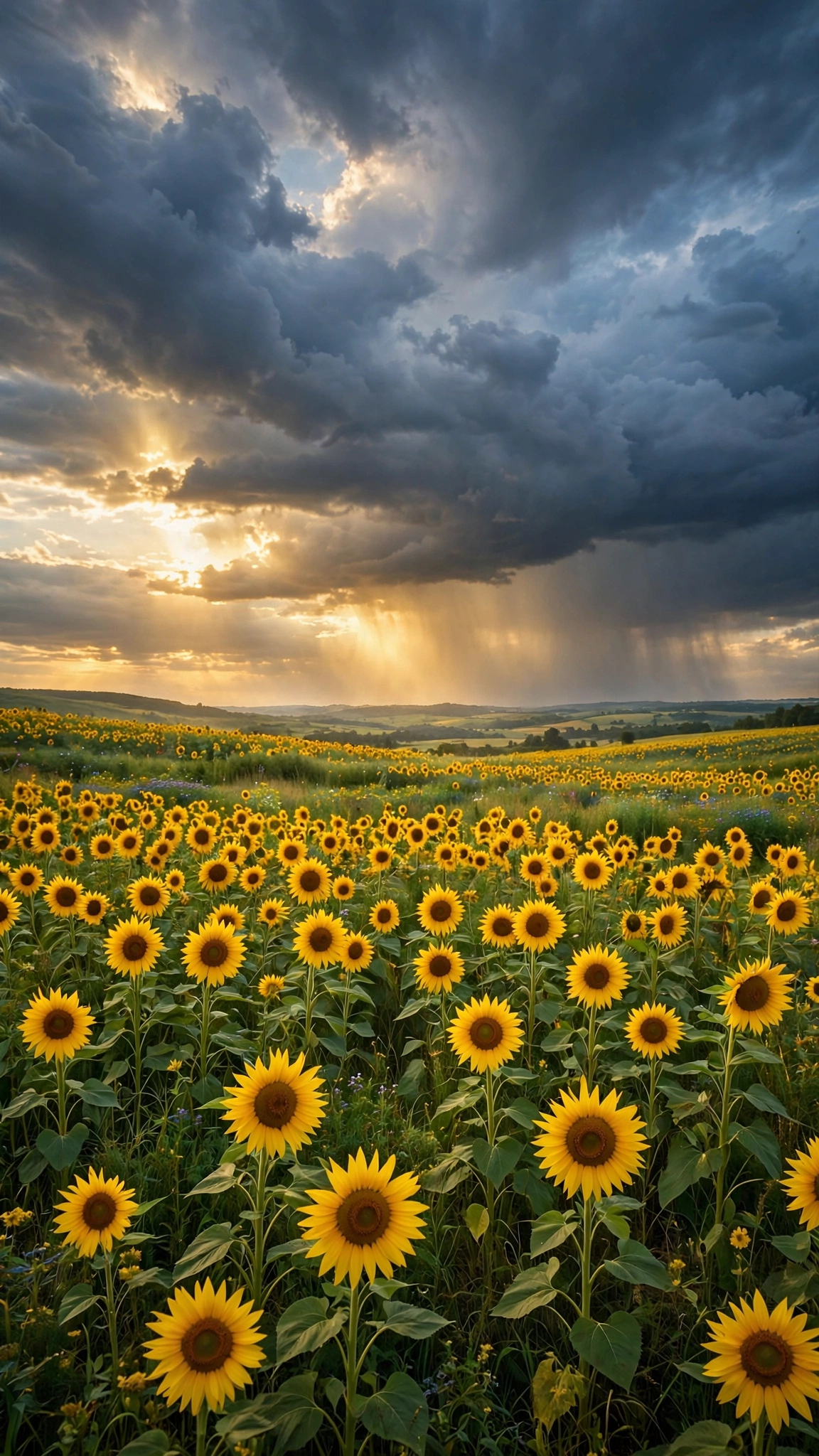 Sunflower Field Stormy Sky