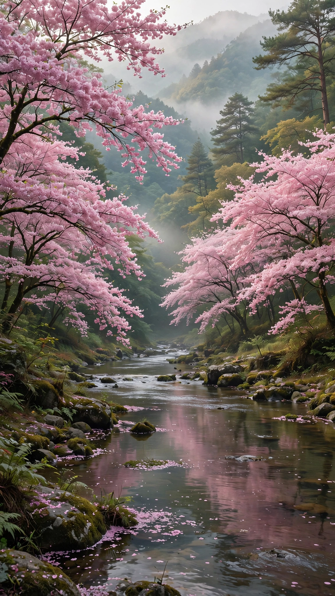 Cherry Blossom River Mist