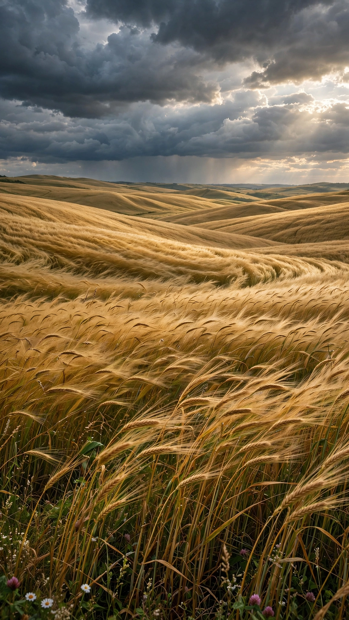 Wheat Field Stormy Sky