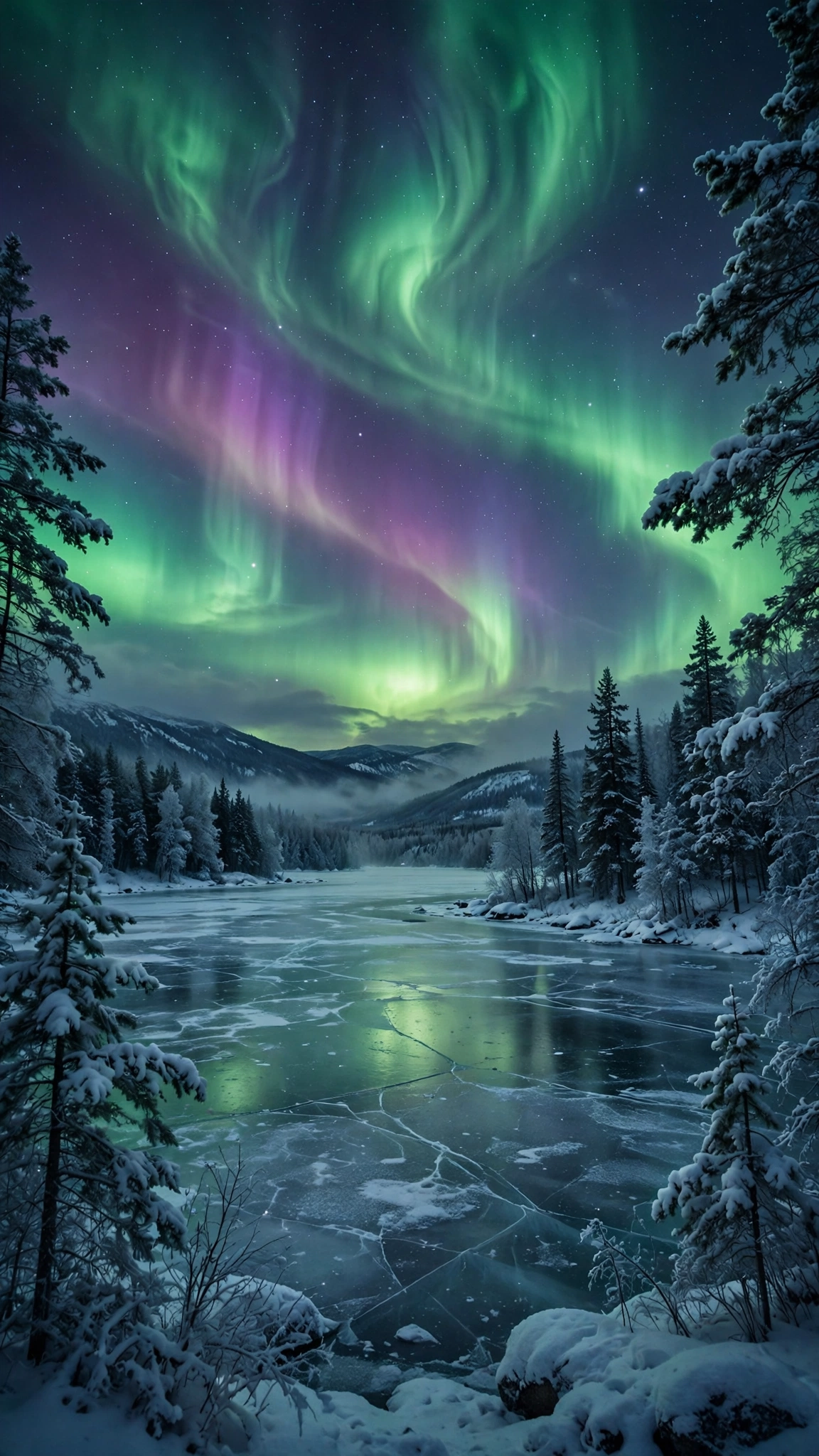 Aurora Frozen Lake