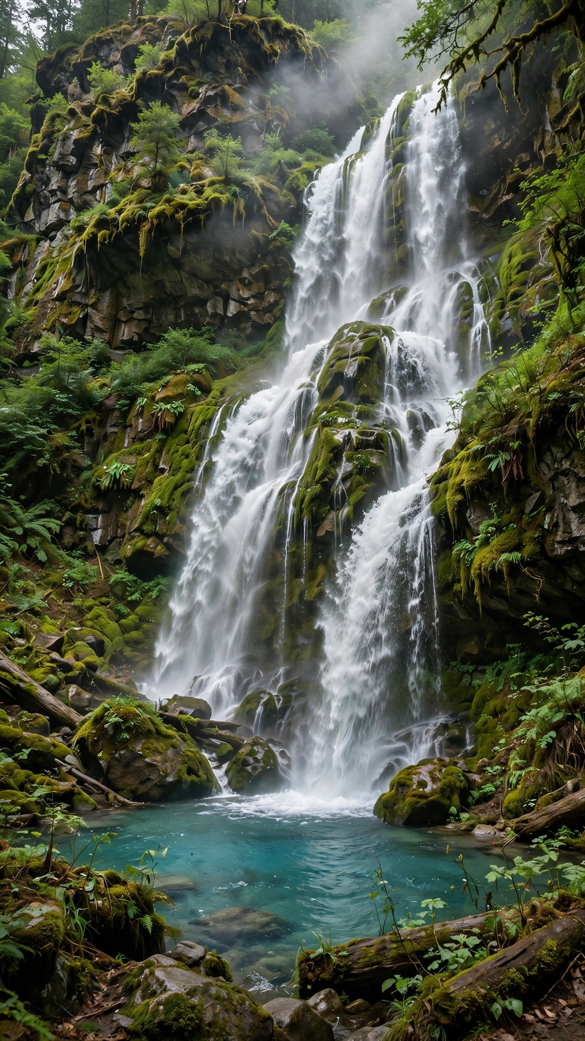 Mossy Waterfall Turquoise Pool