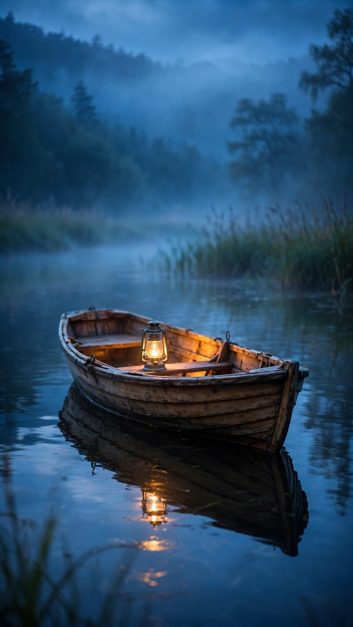 Lantern Boat Blue Hour
