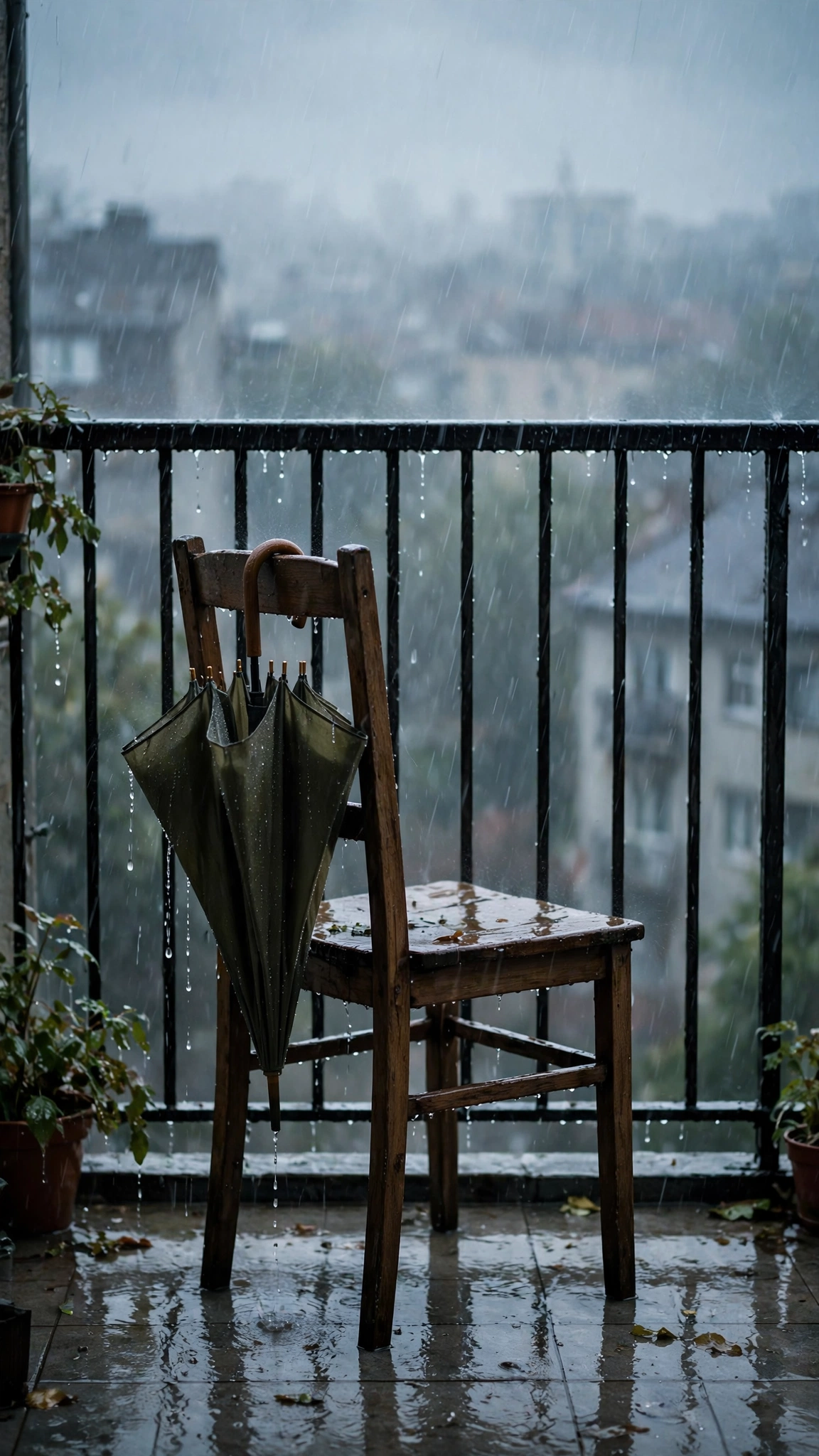 Empty Rainy Balcony