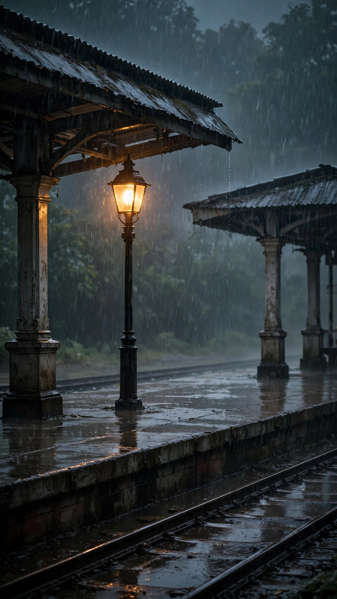 Rainy Railway Platform