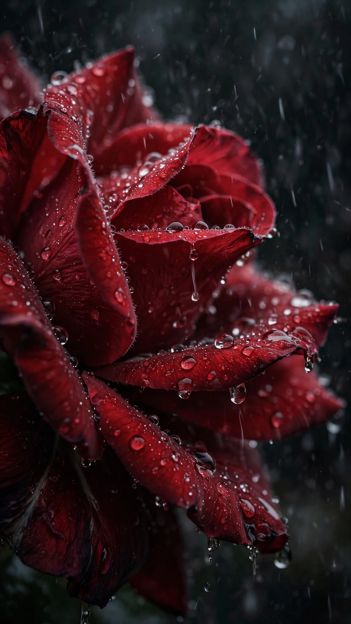 Rainy Red Rose Macro