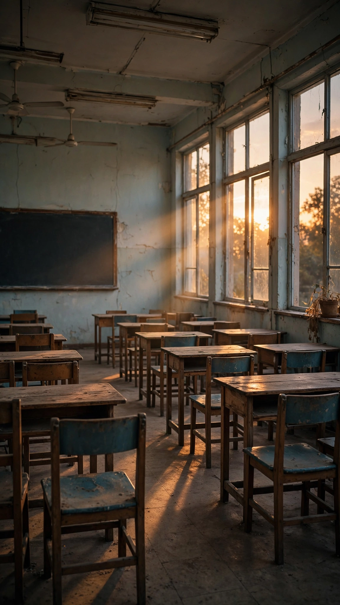 Empty Classroom Sunset