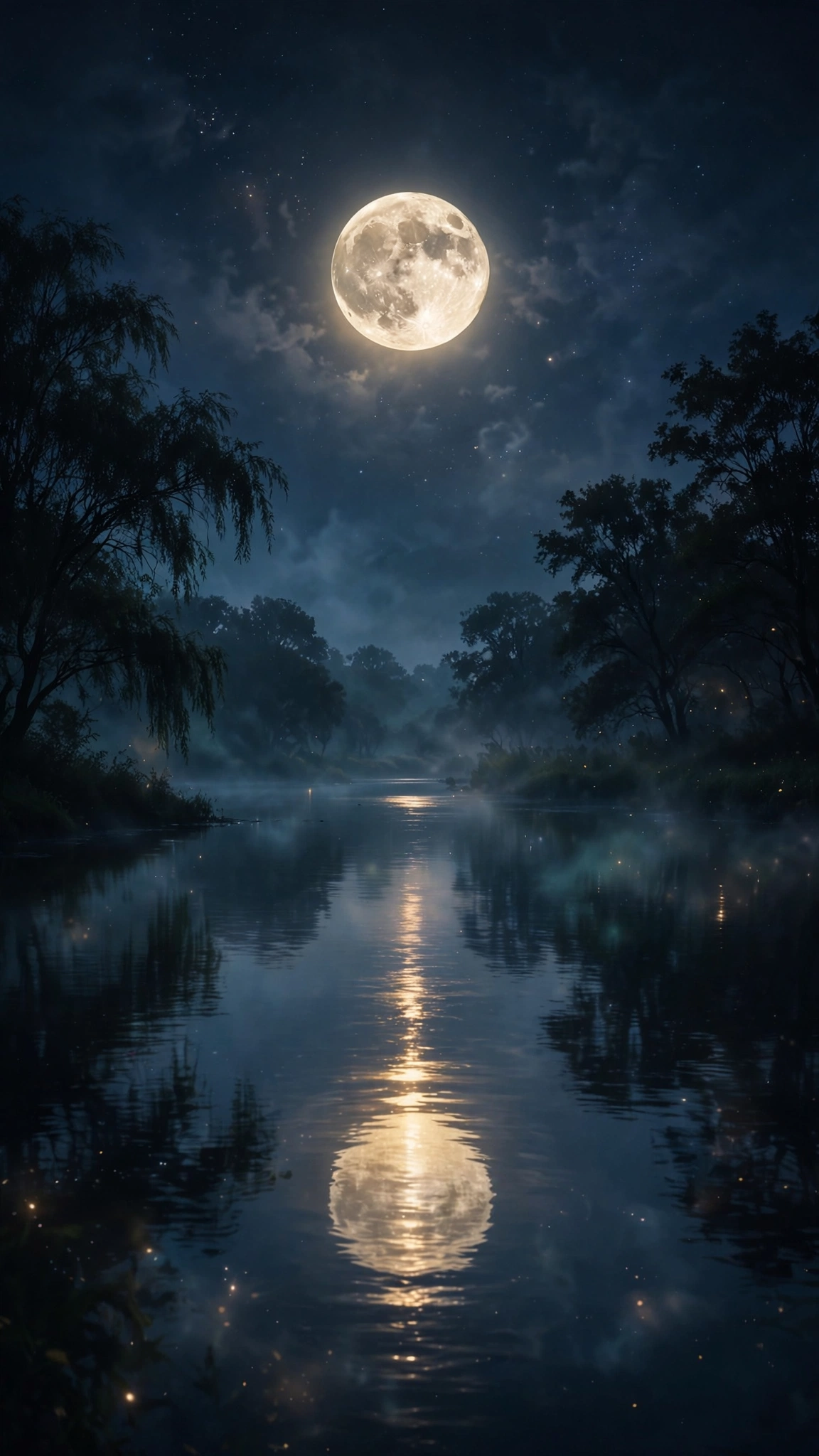 Moonlit River Night